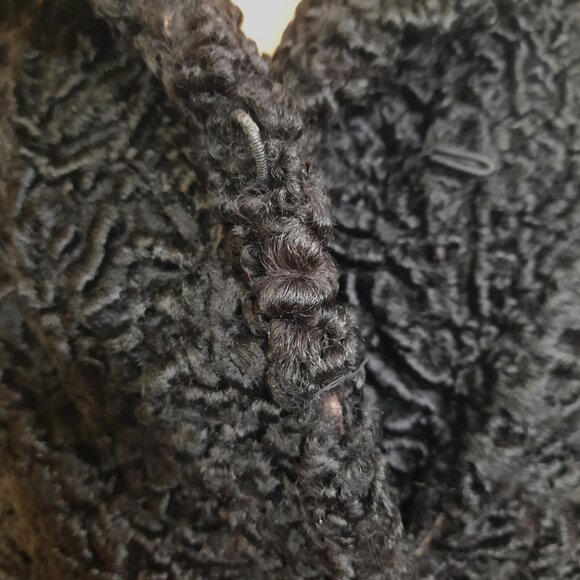 Vintage Black Persian Lamb Fur Coat 1940s 1950s Womens Size XS Mid Calf - Picture 4 of 14